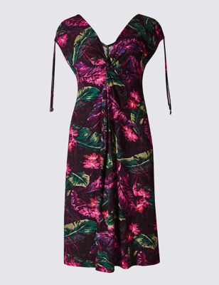 Floral Print Sleeveless Beach Dress